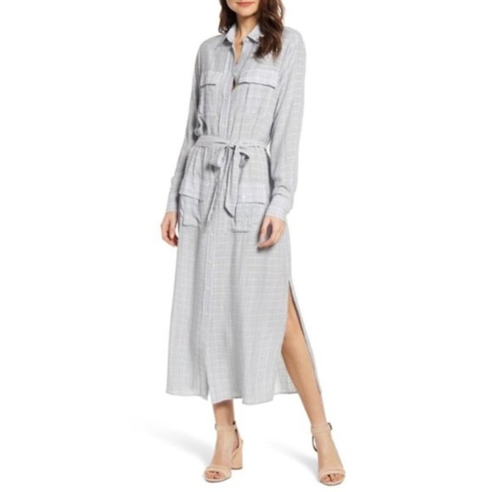 Current/Elliott Ana Crosshatch Shirt Maxi Dress